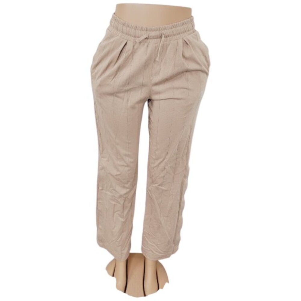 Jordan Women's Beige Drawstring Striped Straight Leg Casual Pants Size S